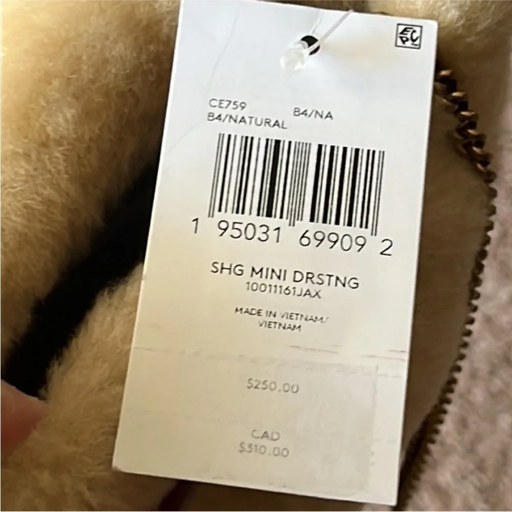 Coach natural shearling mini drawstring crossbody NWT